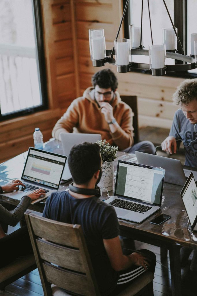 Young professionals working in office space